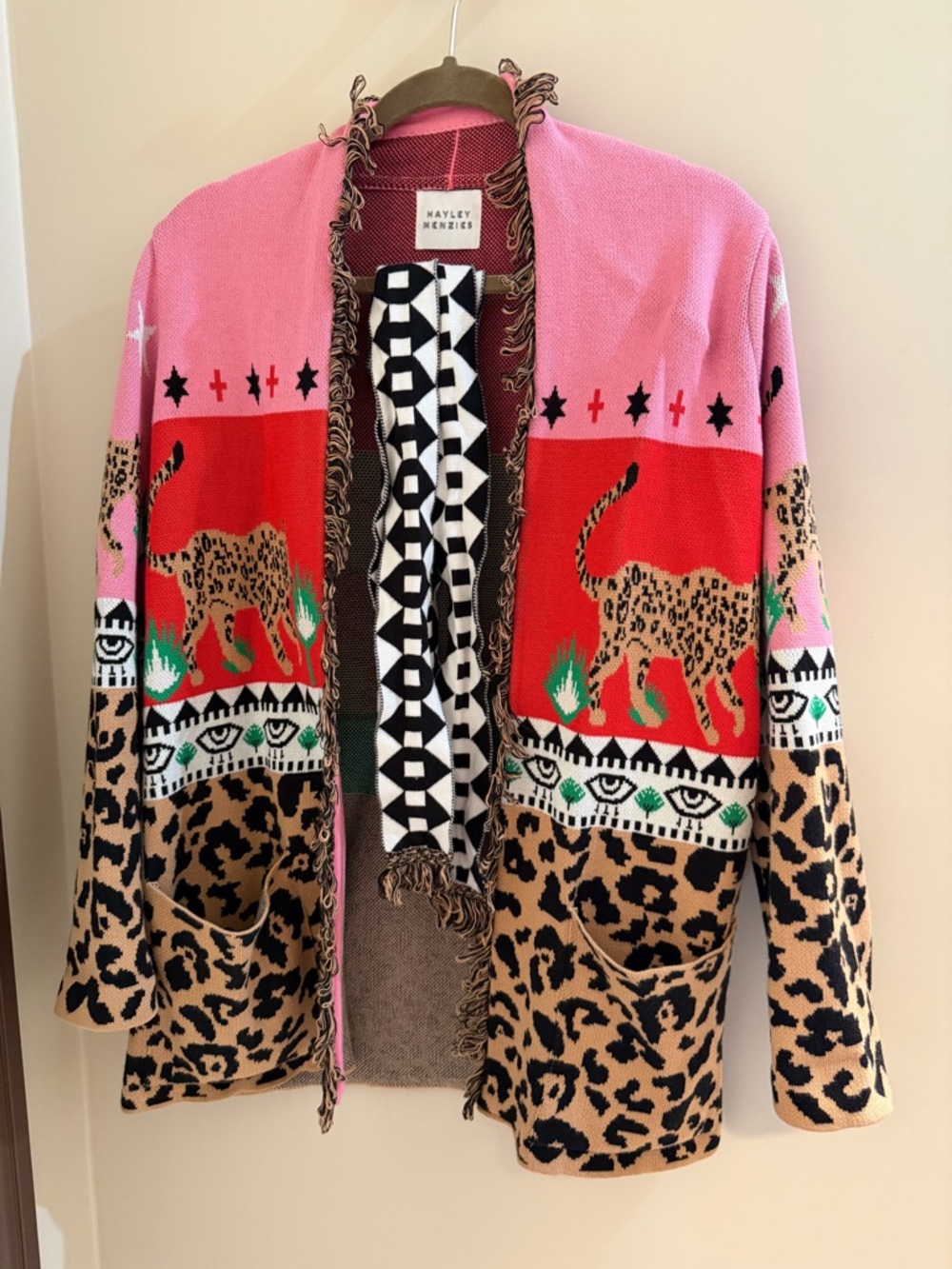 Hayley Menzies Leopardess Cotton Jacquard Cardigan XS
